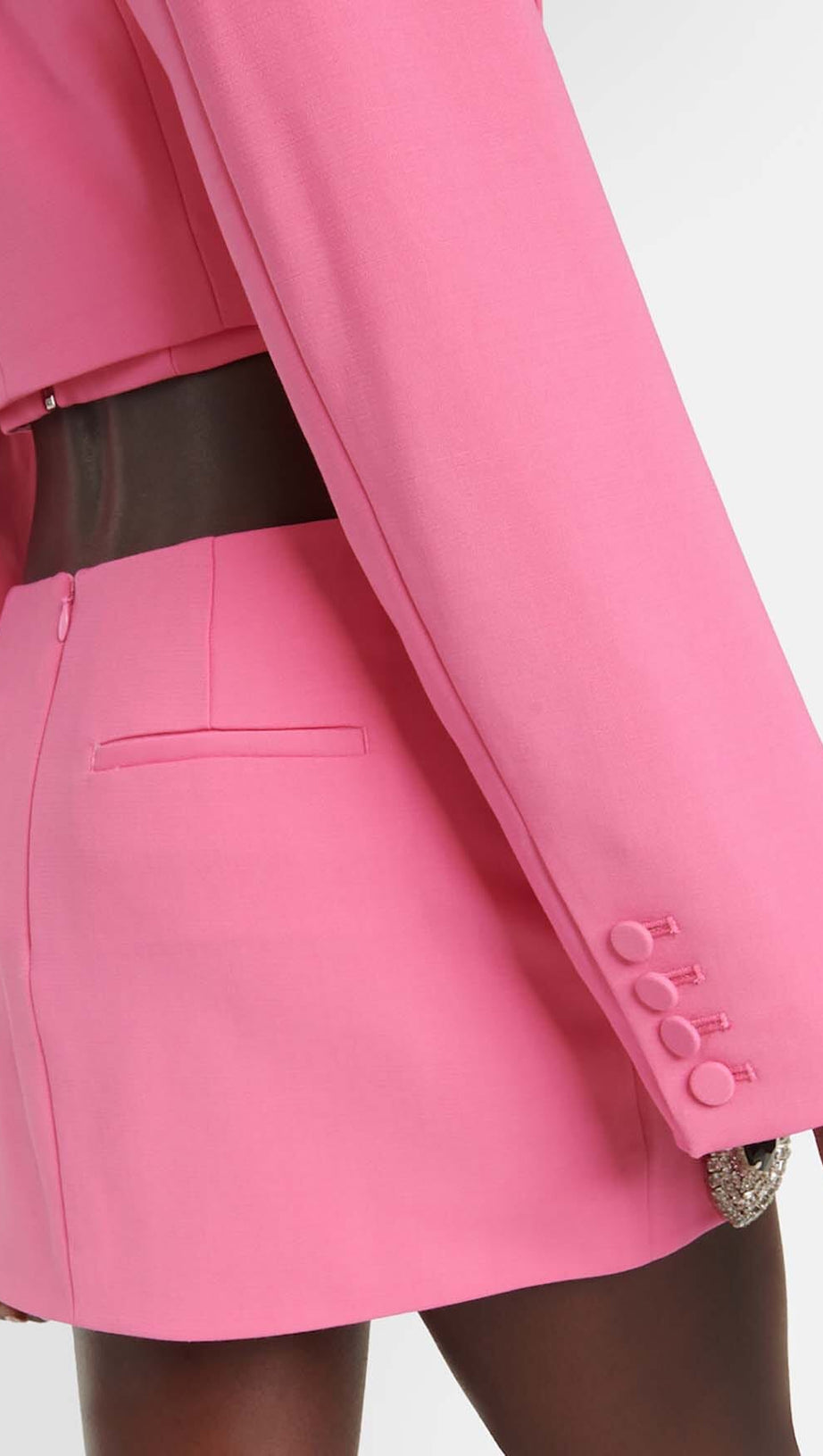 EMBELLISHED BUTTERFLY CROPPED BLAZER IN PINK