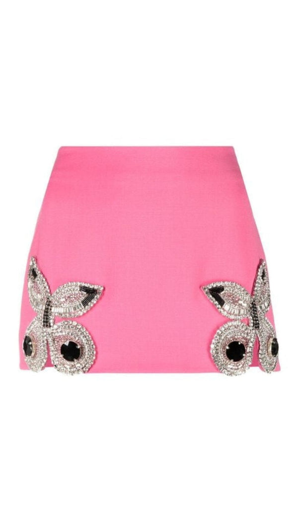 KURZER BLAZER MIT VERZIERUNG UND SCHMETTERLINGSMUSTER IN PINK