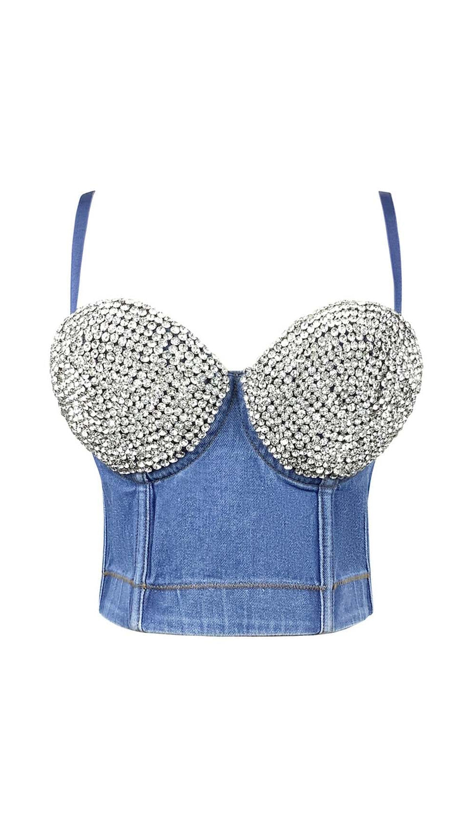 BUSTIER DENIM TOP IN BLUE