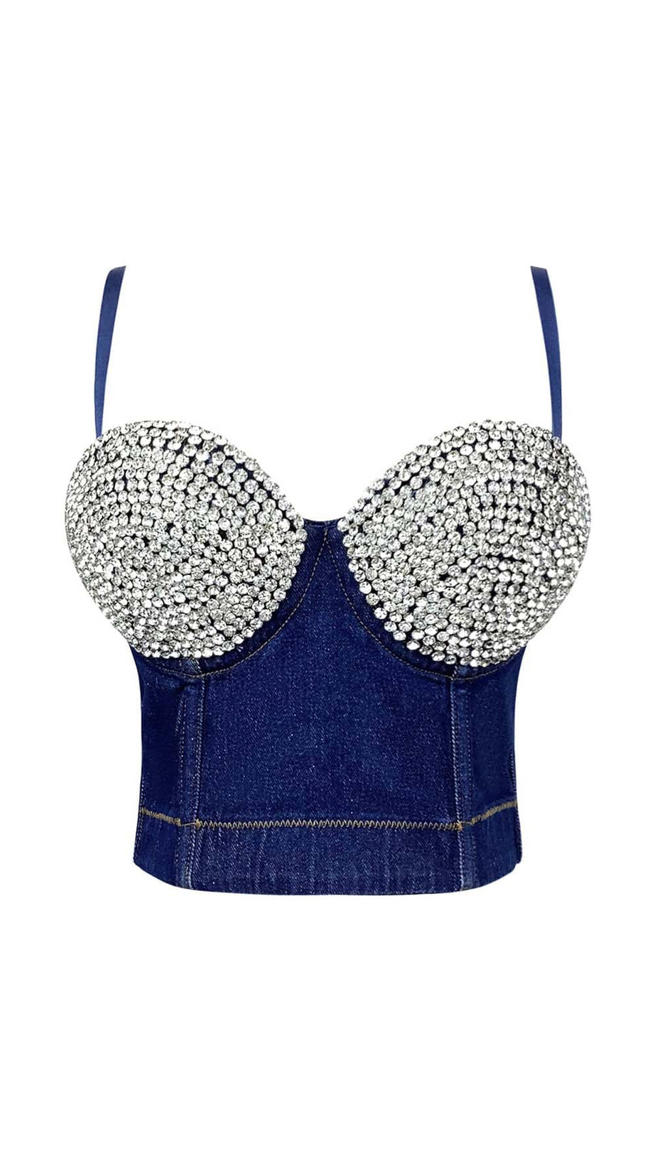 BUSTIER DENIM TOP IN BLUE