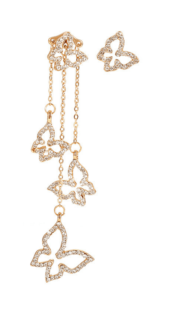 AIIZIE BUTTERFLY ASYMMETRICAL TASSEL EARRINGS - product image