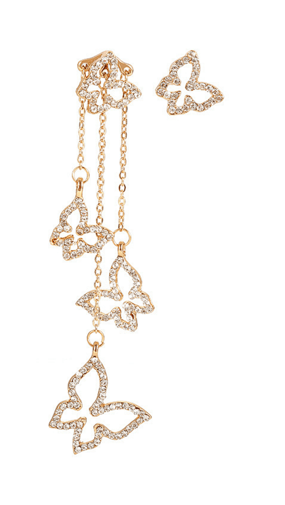 BUTTERFLY ASYMMETRICAL TASSEL EARRINGS