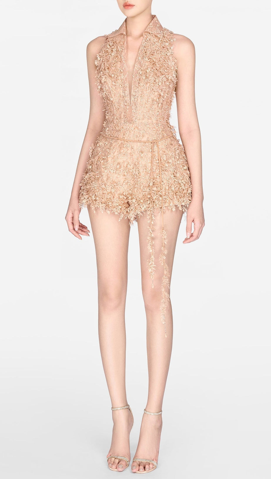 Barron Jumpsuit aus Jacquard-Spitze mit Fransen