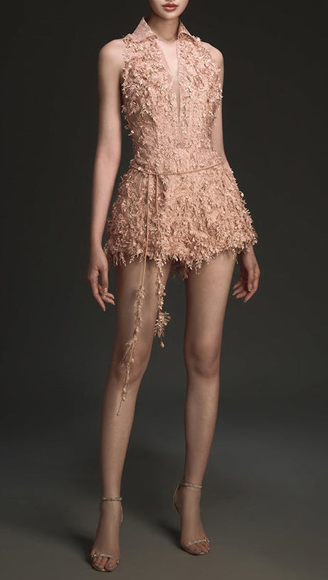 Barron Jumpsuit aus Jacquard-Spitze mit Fransen