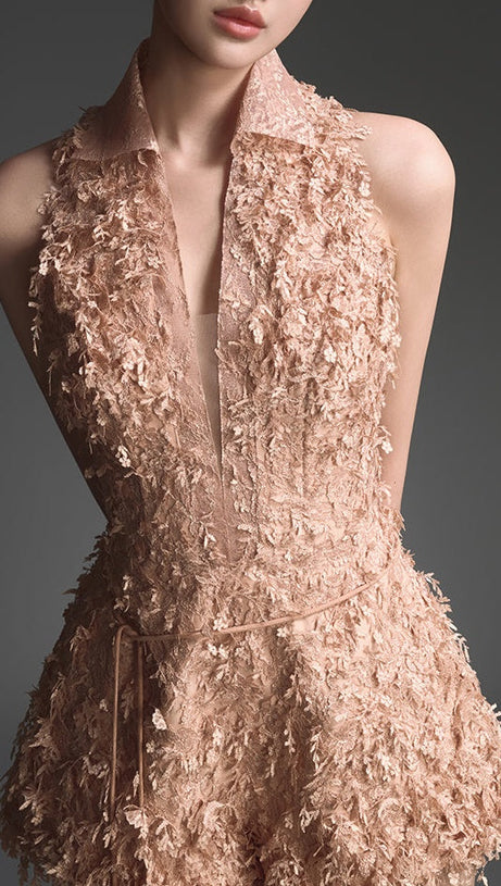 Barron Jumpsuit aus Jacquard-Spitze mit Fransen