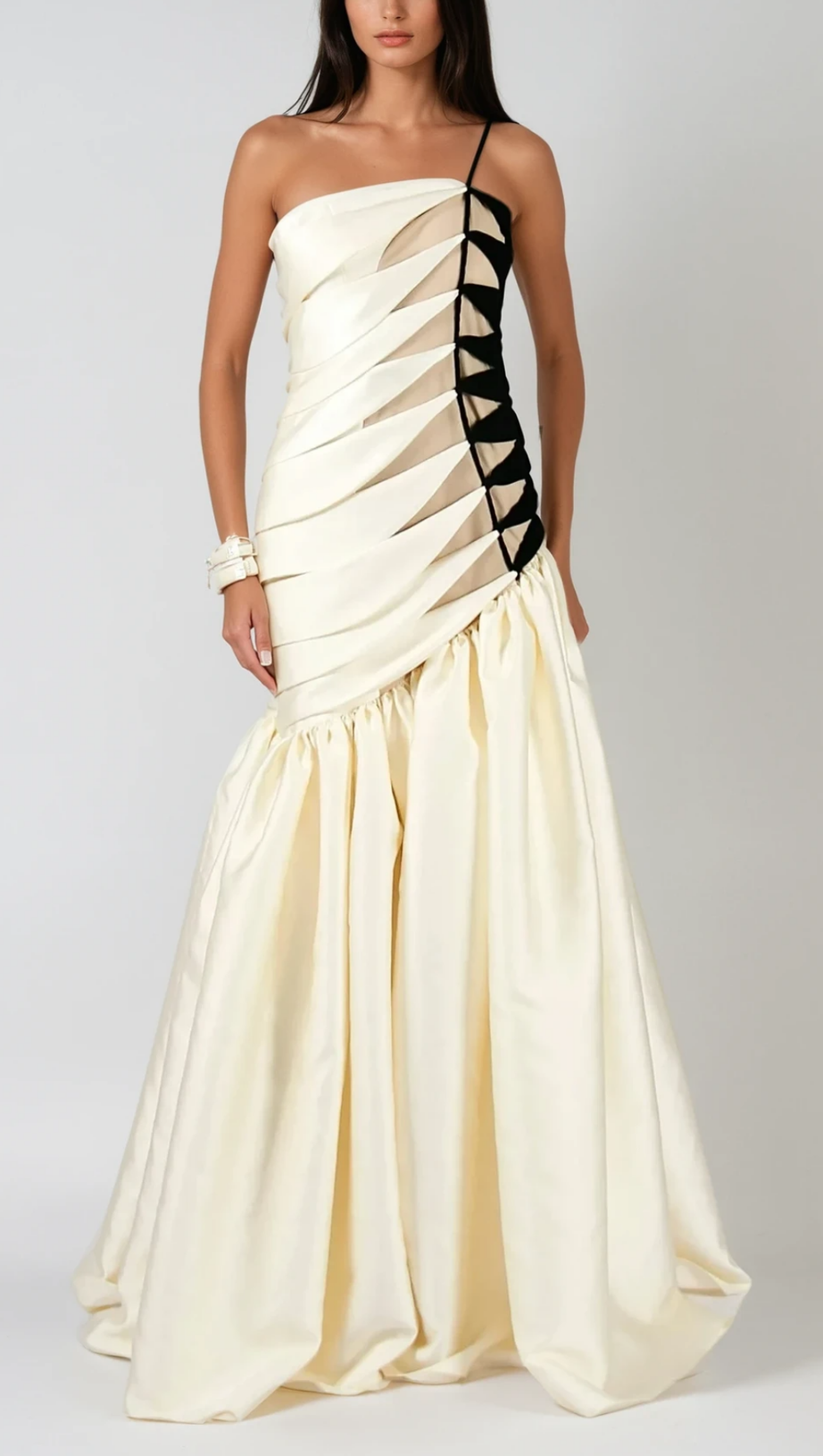 SARA SATIN BRAIDED ROPE MAXI DRESS