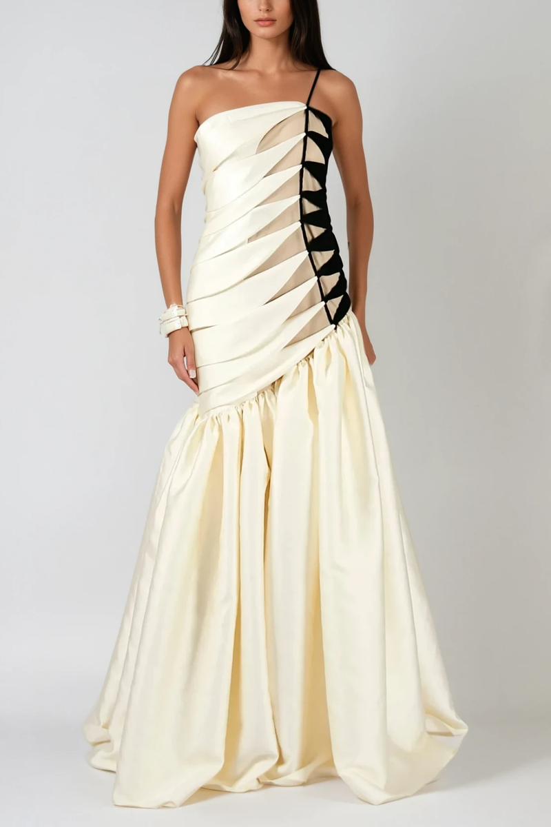 sara Satin Braided Rope Maxi Dress