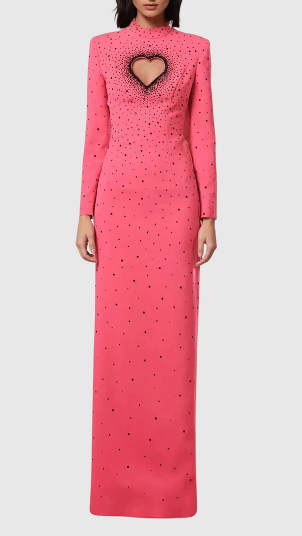 AIIZIE BERENICE HEART CUTOUT LONG SLEEVE MAXI DRESS - product image