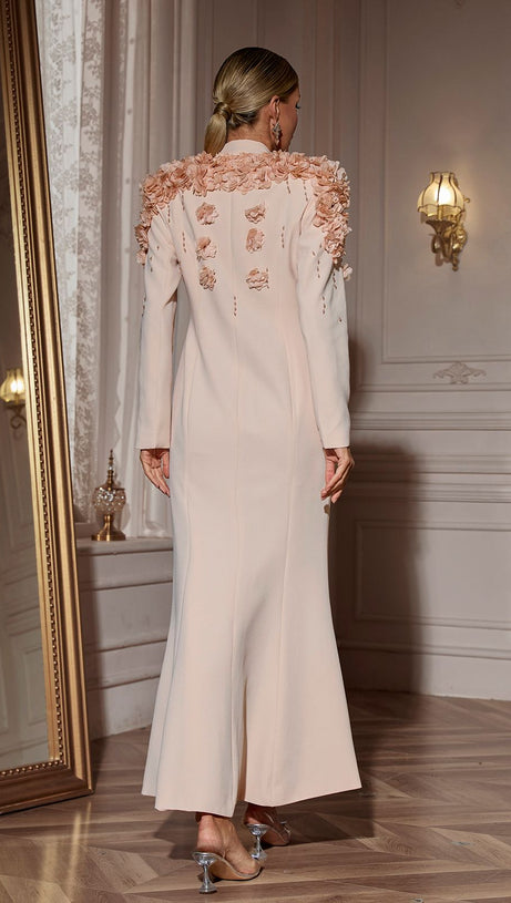 BERTON LONG SLEEVE FLOWER MAXI DRESS