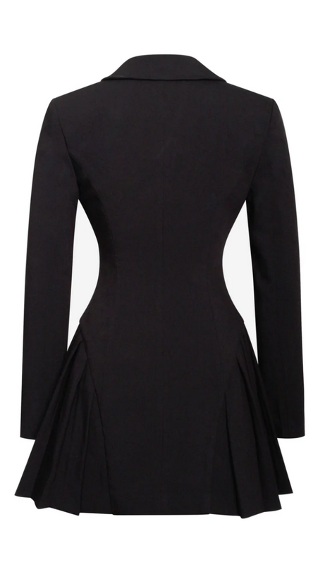 BEULAH PLEATE BLAZER MINI DRESS IN BLACK