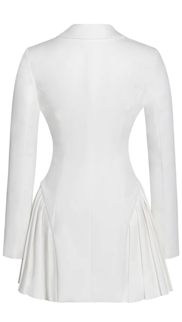 AIIZIE BEULAH PLEATE BLAZER MINI DRESS IN WHITE - product image