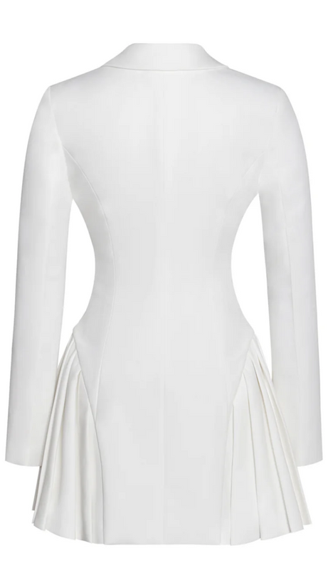 BEULAH PLEATE BLAZER MINI DRESS IN WHITE
