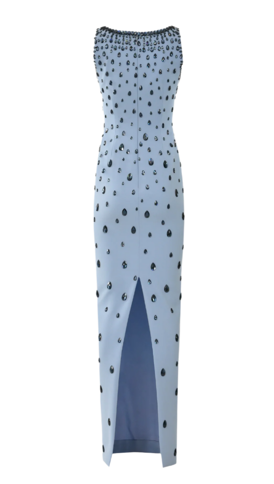 CREPE RAINDROPS EMBROIDERY MAXI DRESS IN BLUE