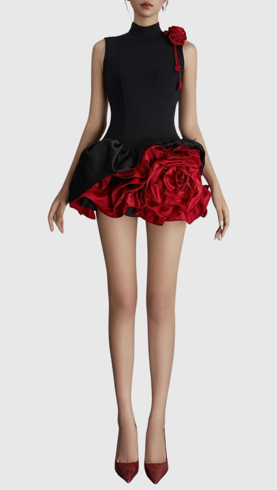 CRISTIANO FLOWER APPLIQUÉ MINI DRESS