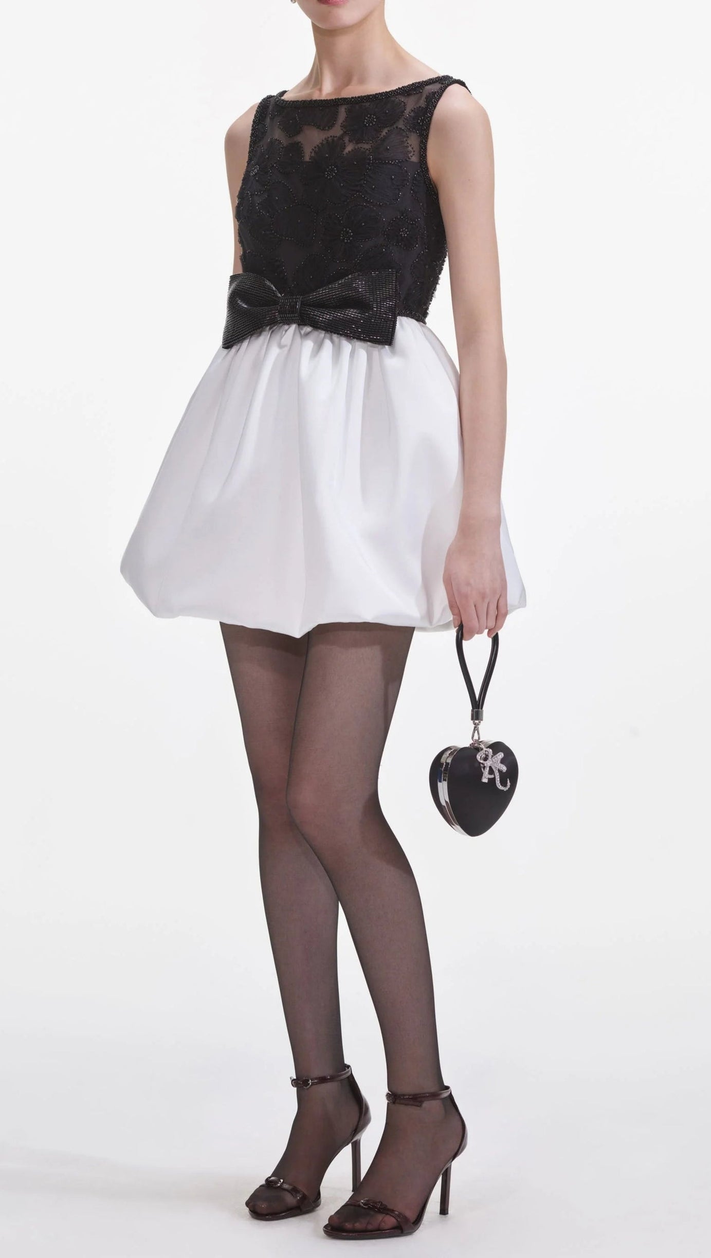 BLACK AND WHITE TULLE MINI DRESS