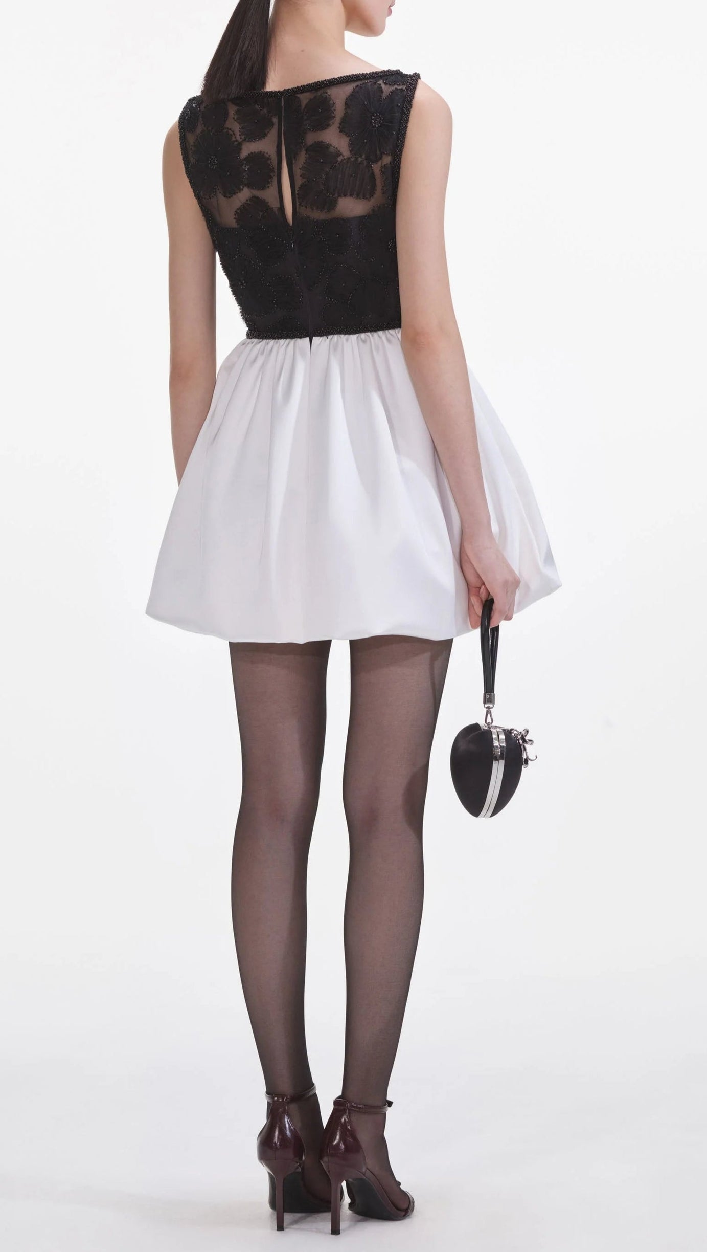 BLACK AND WHITE TULLE MINI DRESS