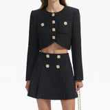 BLACK BOUCLE MINI SKIRT