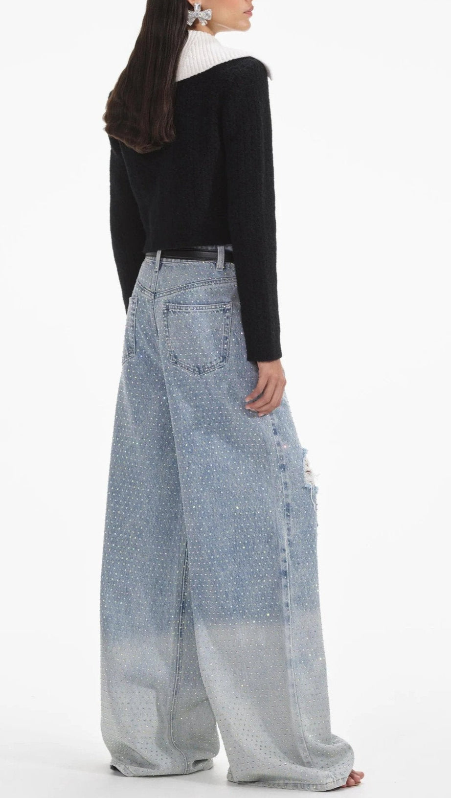 BLACK CONTRAST CASHMERE BLEND CARDIGAN