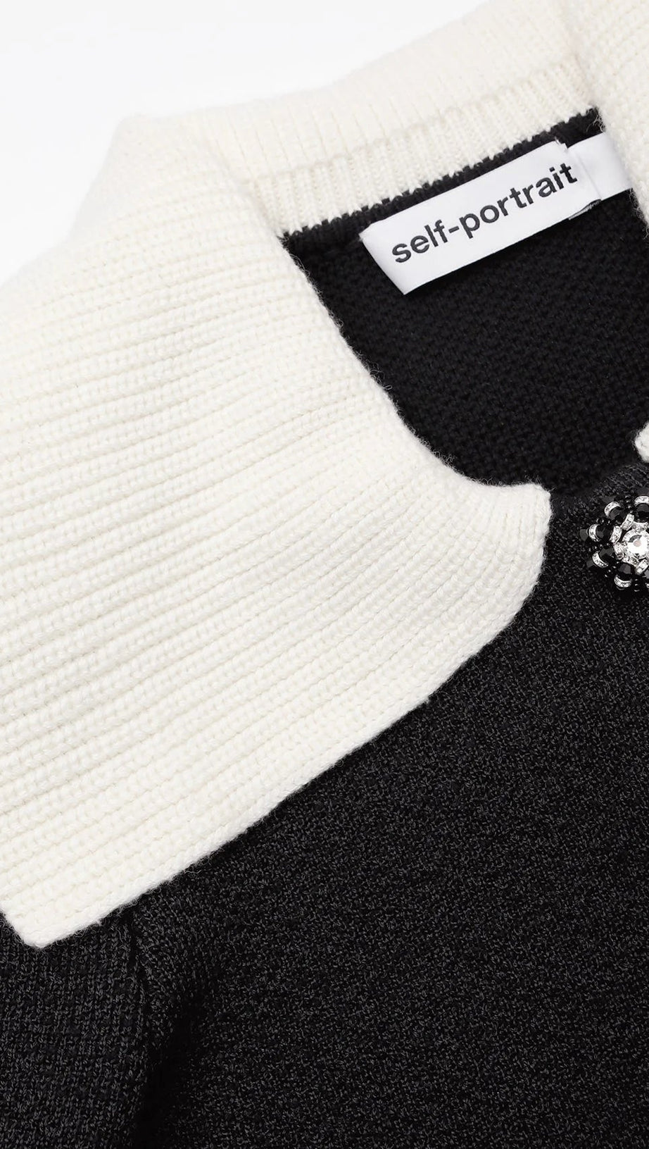 CARDIGAN IN MAGLIA NERA CON COLLO A CONTRASTO 