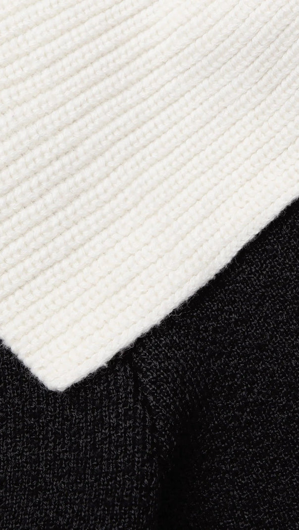 AIIZIE BLACK KNIT CARDIGAN WITH CONTRAST COLLAR - product image