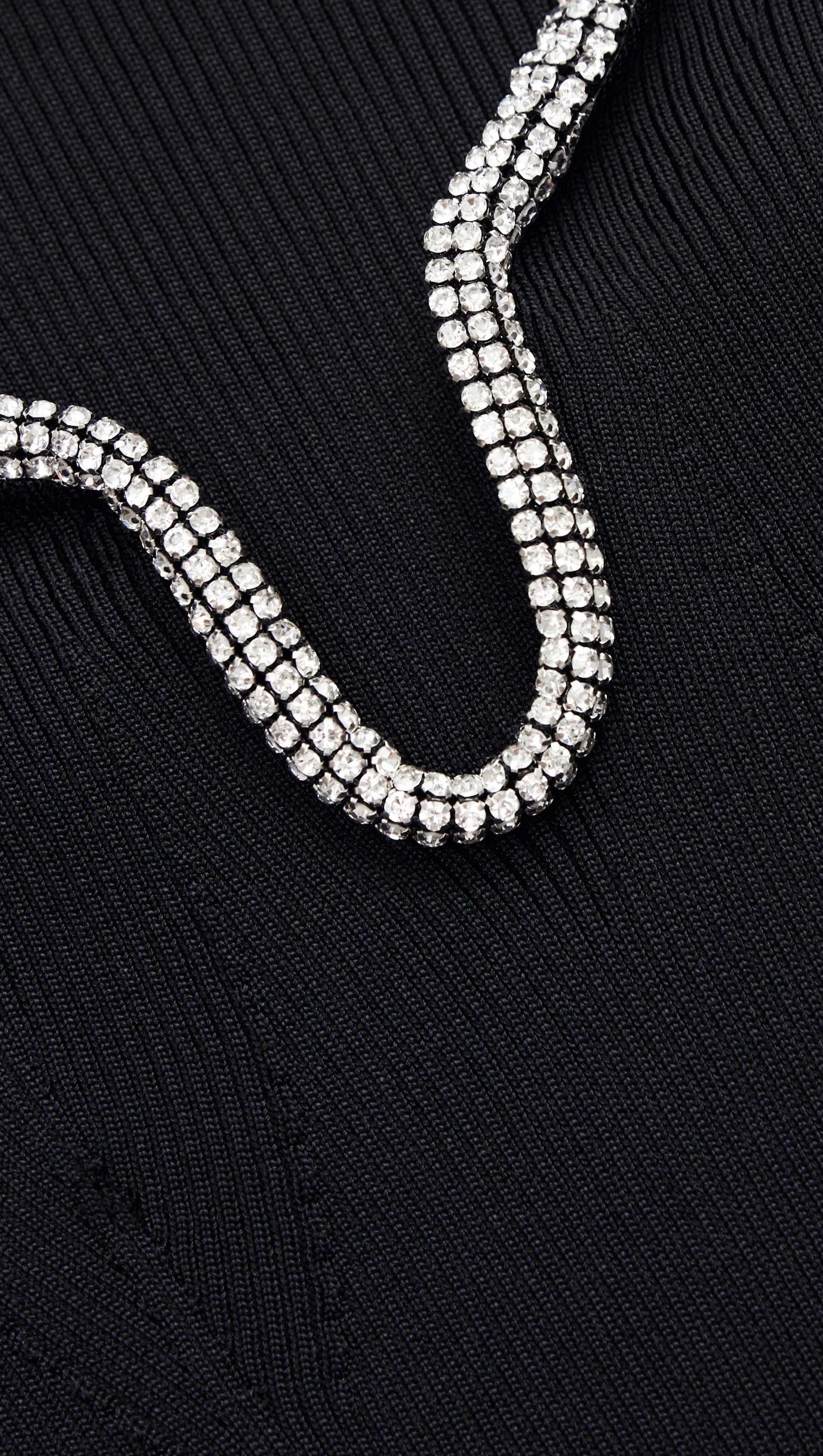 BLACK KNIT DIAMANTE TRIM TOP
