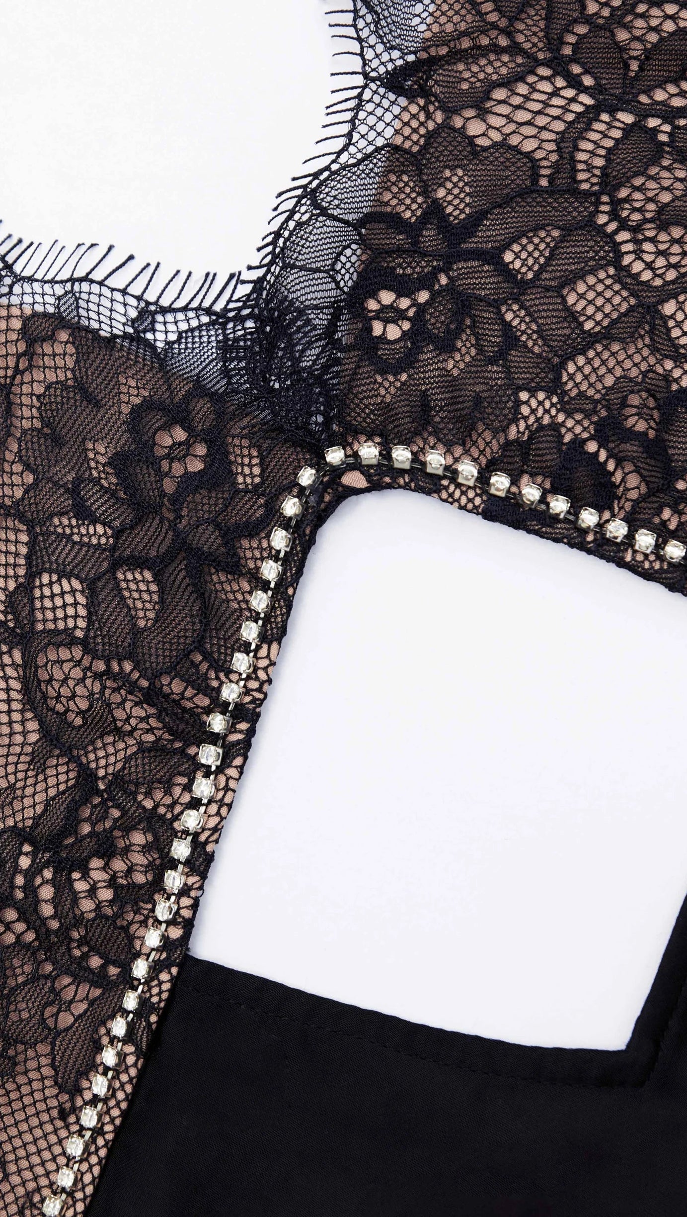 BLACK LACE SATIN MAXI DRESS