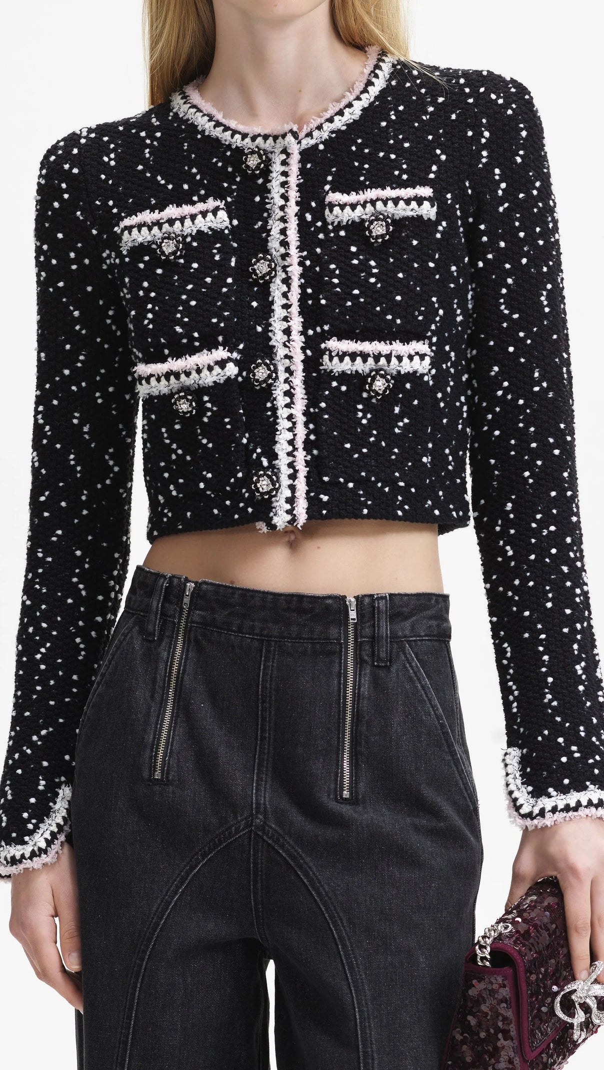 AIIZIE BLACK & WHITE KNIT CARDIGAN - product image
