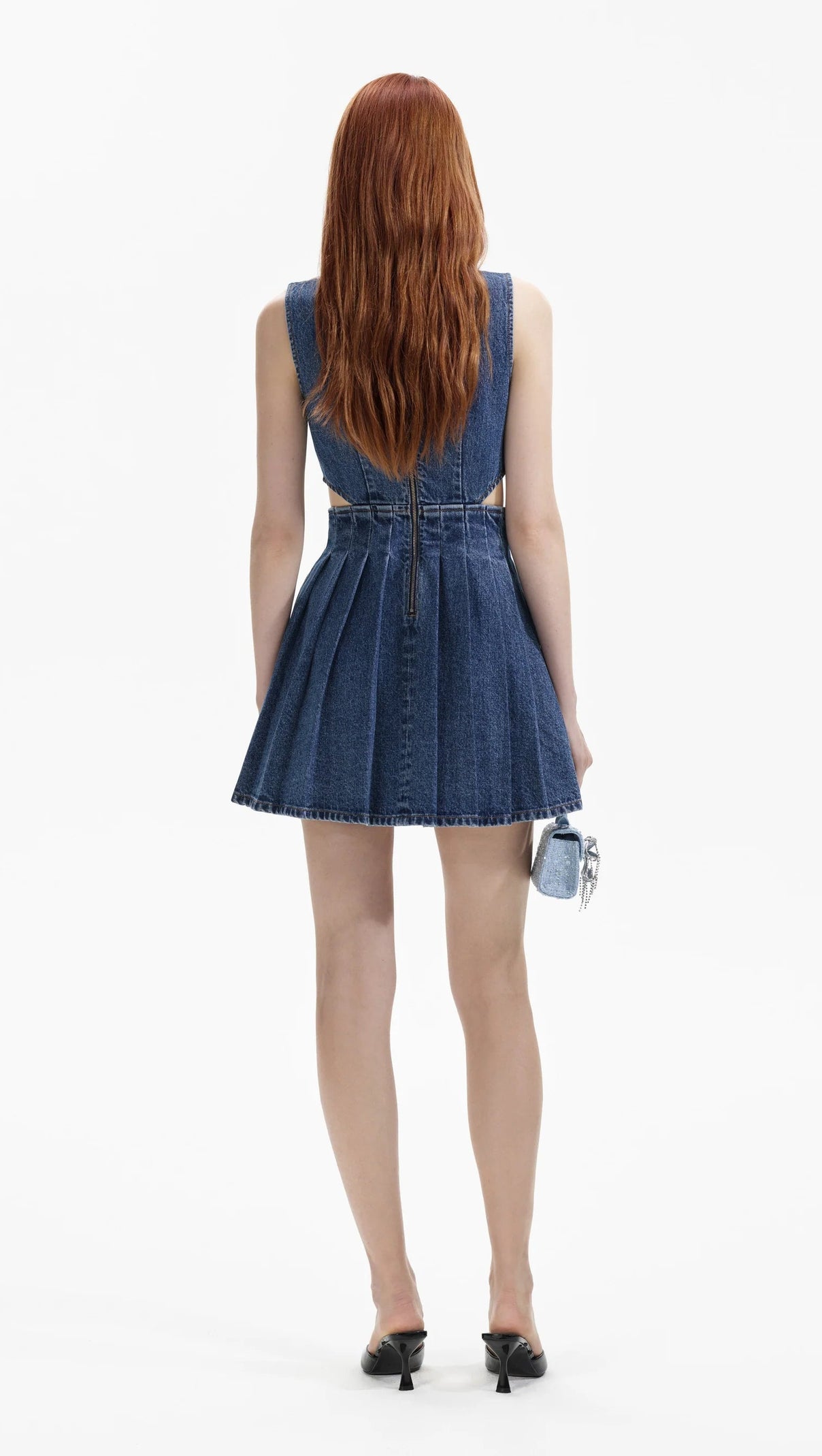 AIIZIE BLUE DENIM CUT-OUT MINI DRESS - product image
