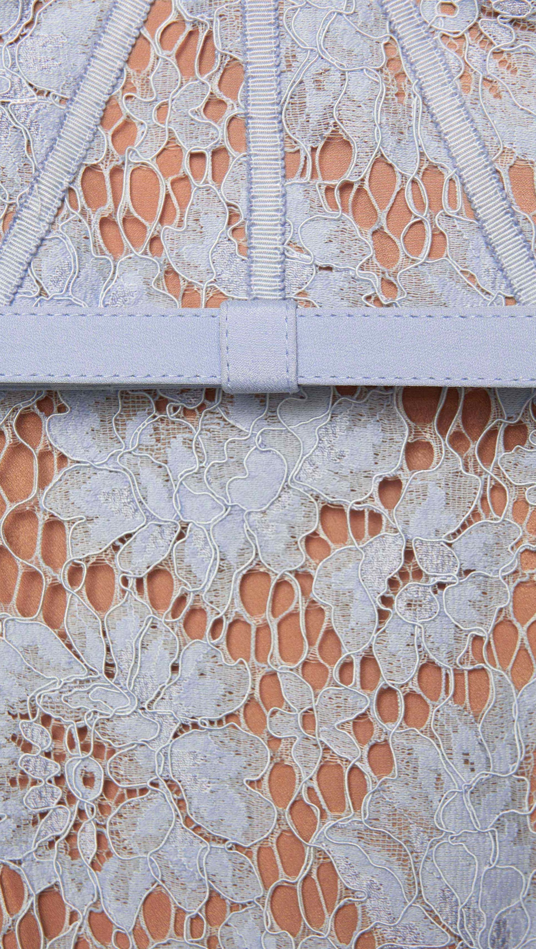 BLUE FINE LACE MIDI DRESS