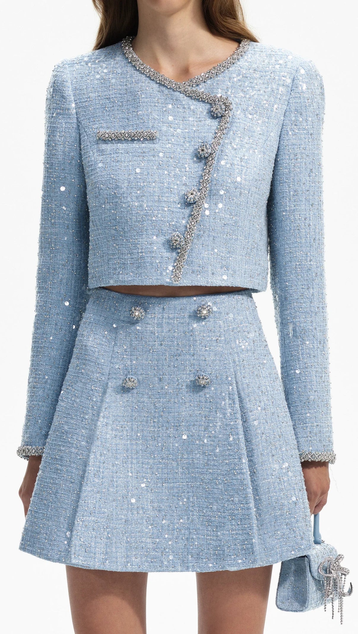 AIIZIE BLUE SEQUIN BOUCLE MINI SKIRT - product image