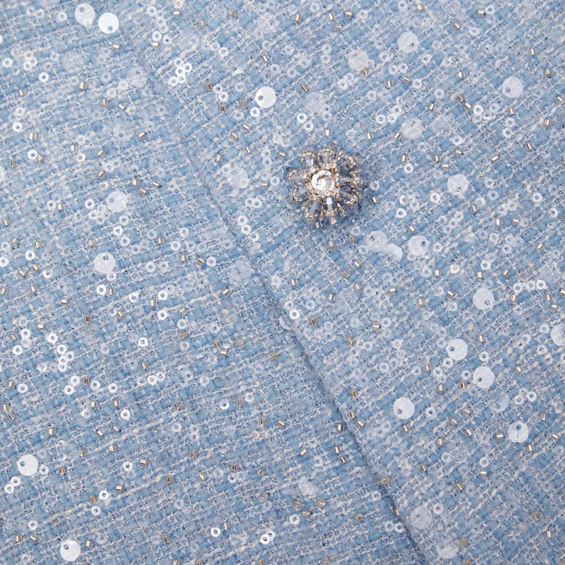 BLUE SEQUIN BOUCLE MINI SKIRT