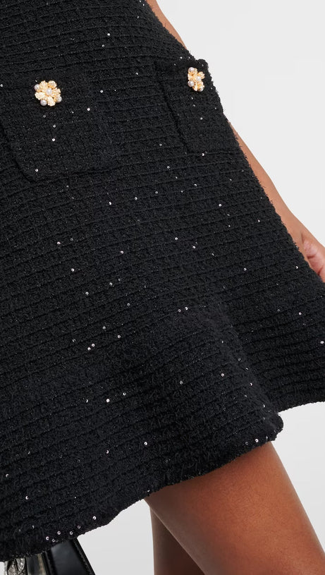 BLACK KNIT BOW MINI DRESS