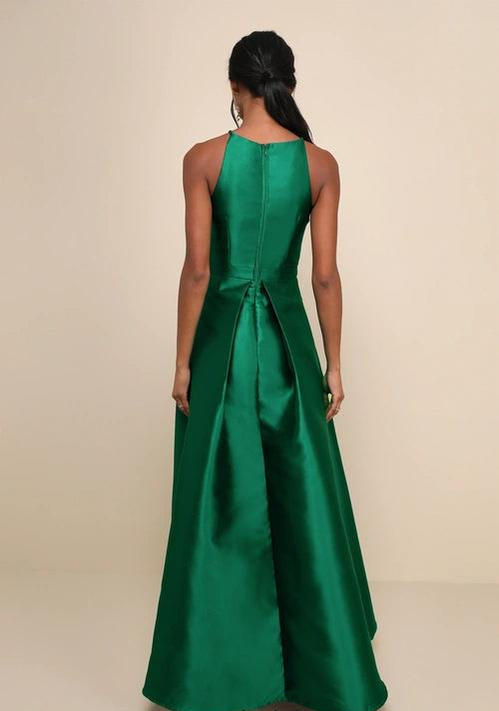 Smaragdgrünes High-Low-Kleid für Broadway-Shows 