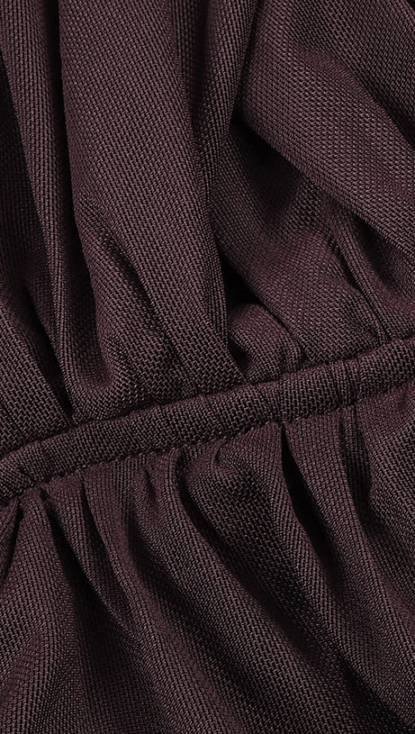 DEEP V RUCHED MESH MINI DRESS