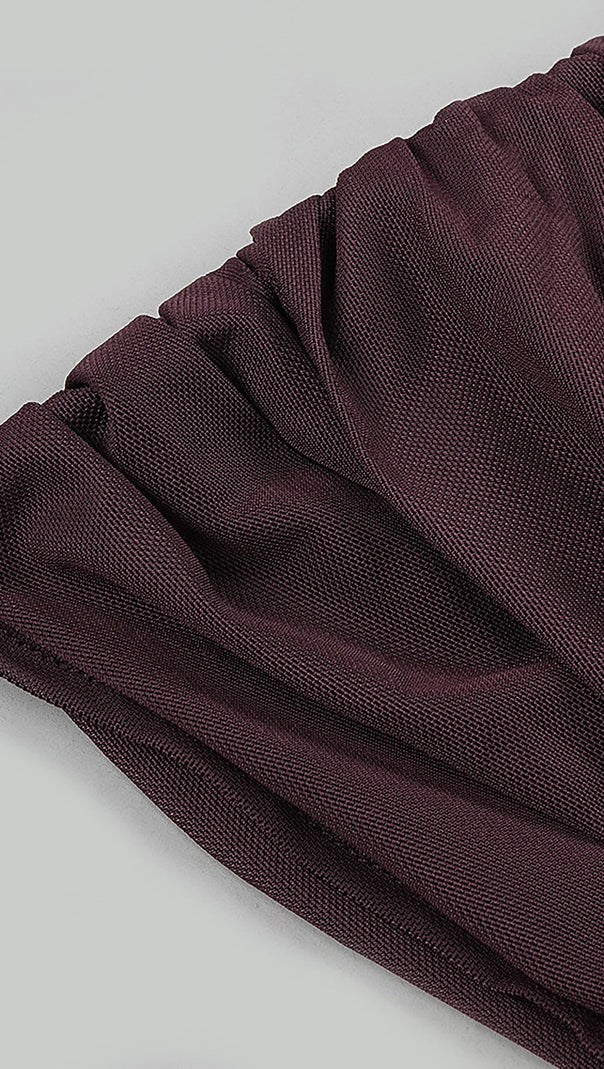 DEEP V RUCHED MESH MINI DRESS