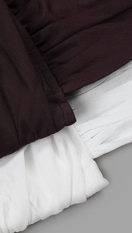 DEEP V RUCHED MESH MINI DRESS