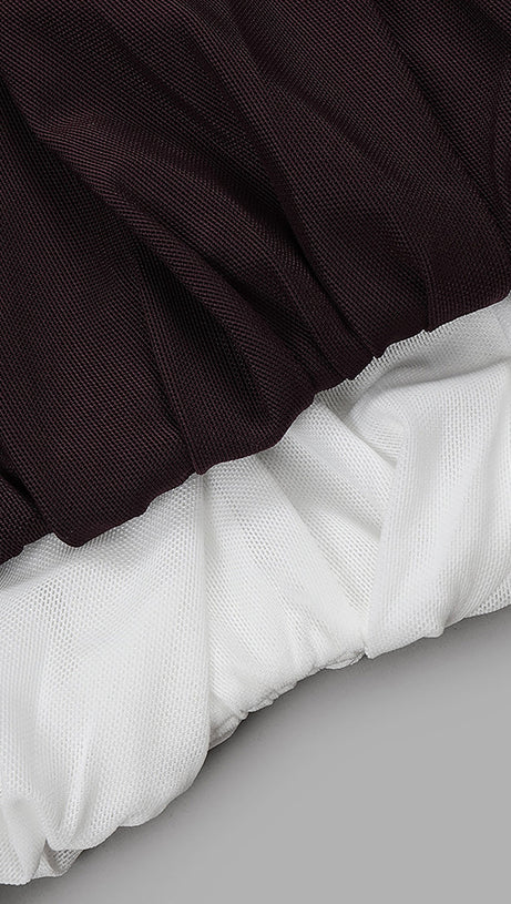 DEEP V RUCHED MESH MINI DRESS