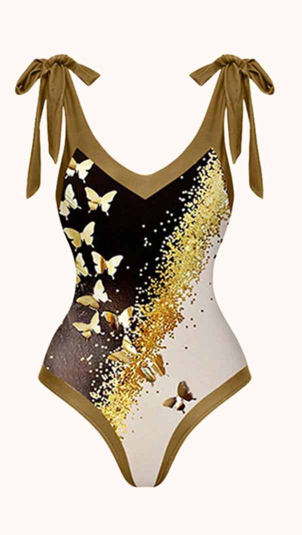 AIIZIE BUFFY SWIMWEAR TWO PIECE SET IN KHAKI - product image