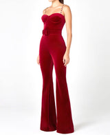 Kalene Diamante Chain Velvet Jumpsuit