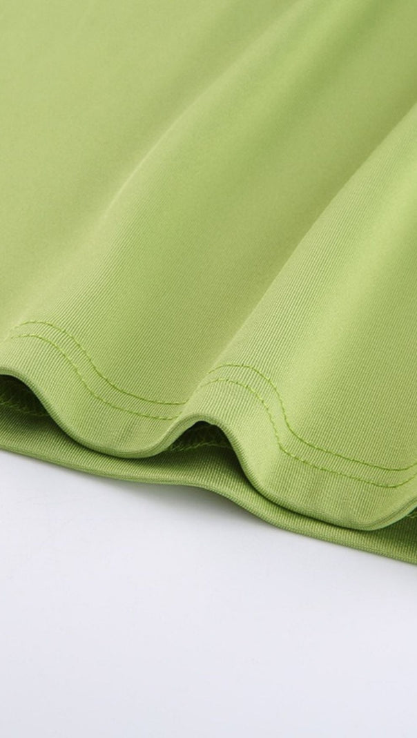AIIZIE CAGE SLEEVE HOLLOW MINI DRESS IN GREEN - product image