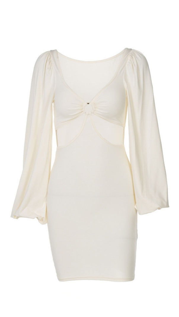 AIIZIE CAGE SLEEVE HOLLOW MINI DRESS IN GREEN - product image