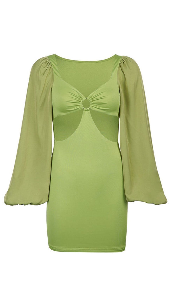 AIIZIE CAGE SLEEVE HOLLOW MINI DRESS IN IVORY WHITE - product image