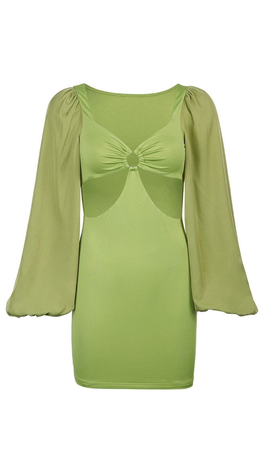 CAGE SLEEVE HOLLOW MINI DRESS IN IVORY WHITE