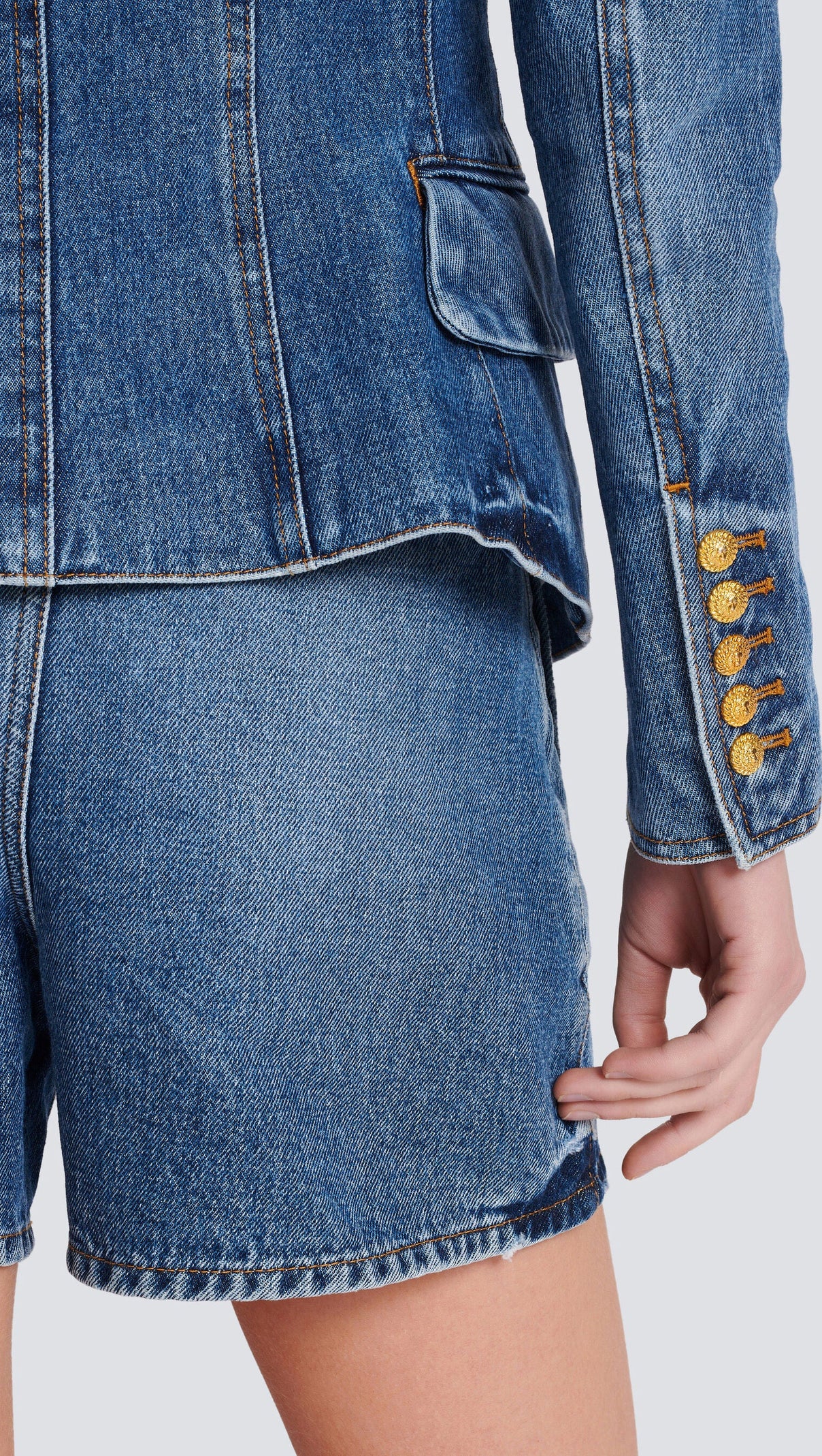 AIIZIE 8-BUTTON DENIM JACKET IN NAVY - product image