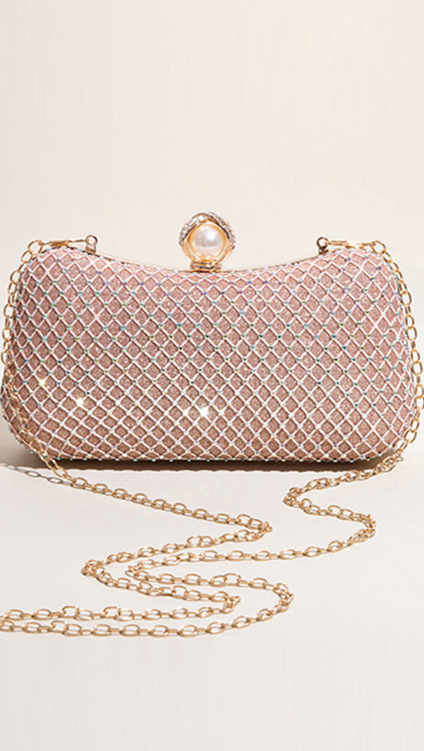AIIZIE GLITTER BLUSH BEADED PARTY CLUTCH - product image