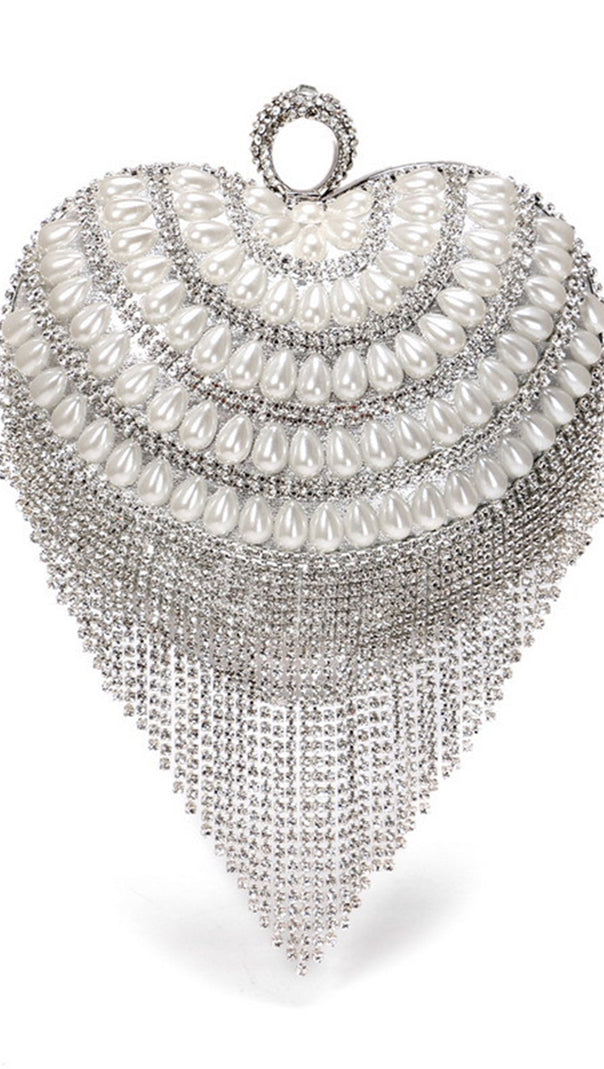 AIIZIE CHAMPAGNE BEADED PEARLS PARTY CLUTCH - product image