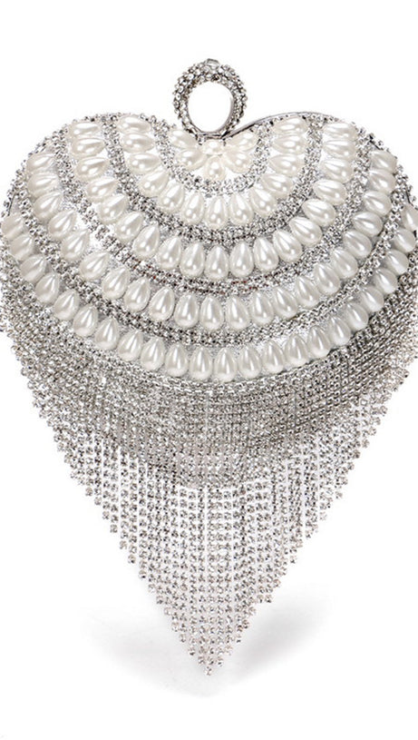 CHAMPAGNE BEADED PEARLS PARTY CLUTCH