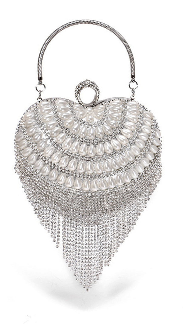 AIIZIE CHAMPAGNE BEADED PEARLS PARTY CLUTCH - product image