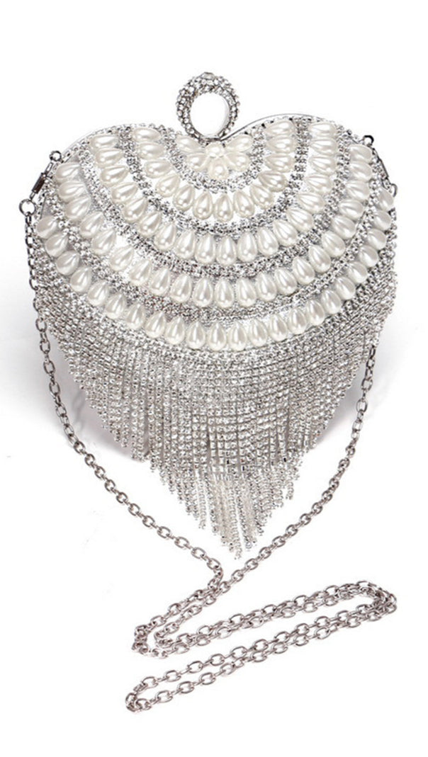 AIIZIE CHAMPAGNE BEADED PEARLS PARTY CLUTCH - product image