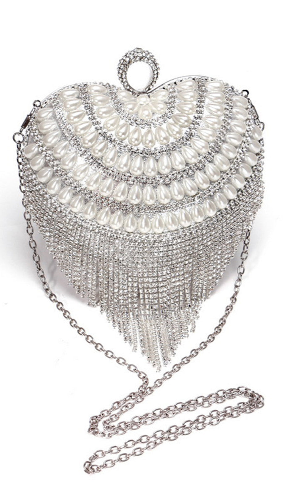 CHAMPAGNE BEADED PEARLS PARTY CLUTCH